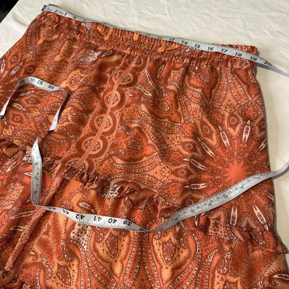 INC International Concepts Boho Tiered Midi Skirt Womens XXL Burnt‎ Orange Gypsy